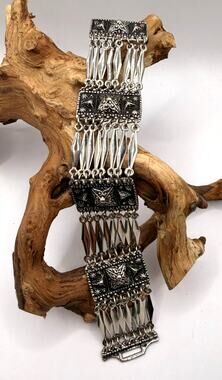 Vintage Mexican Silver/Taxaco Hecho Panel Bracelet